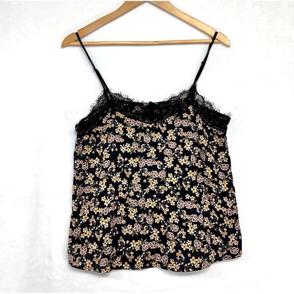 Wild Fable Small Lace Trim Moody Whimsy Goth Floral Black Camisole Top Witchy - Picture 1 of 8